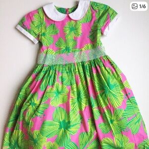 Lilly Pulitzer Girls 6x Easter Dress Floral Peter Pan Collar 100% Cotton